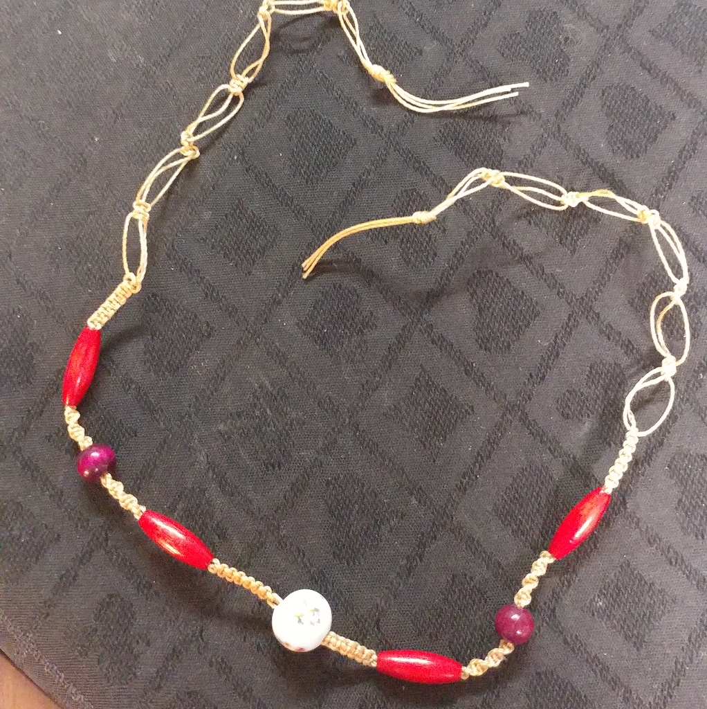 Handwoven Double Wrap Wood Ceramic BraceletNecklace 9$